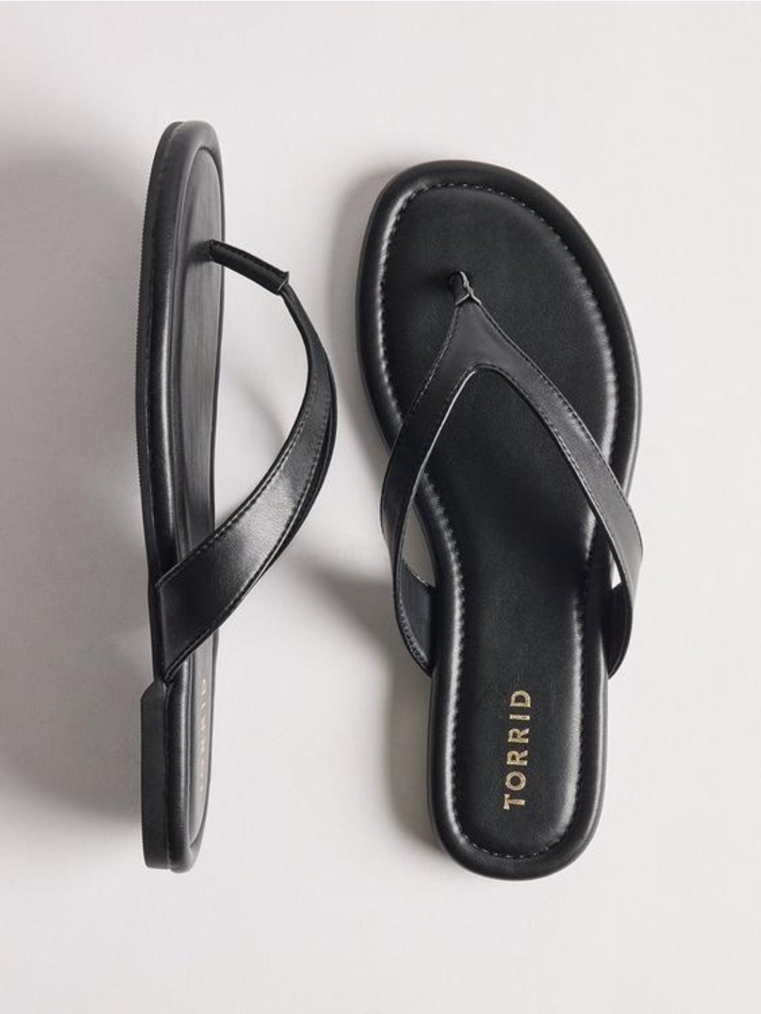 Torrid Wide Width Black Faux-Leather Thong Sandals